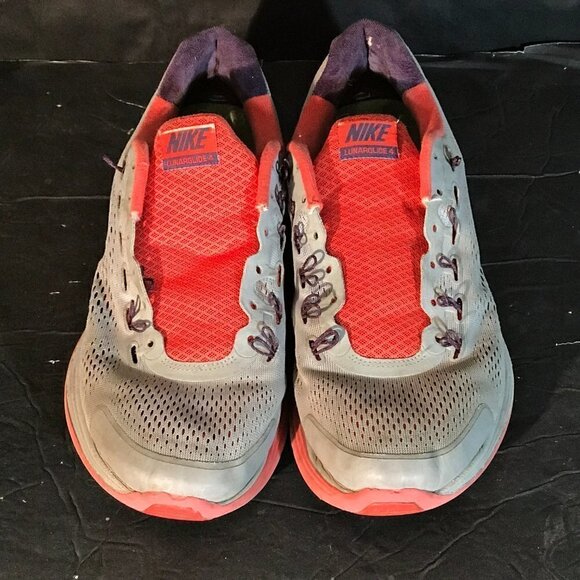 NIKE Red Gray Lunar Glide 4 Track Activewear Athletic Running Shoes - Picture 3 of 8